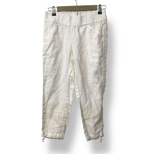 Pure Jill Linen Pants Women's XS Petite Crop Casual White Drawstring